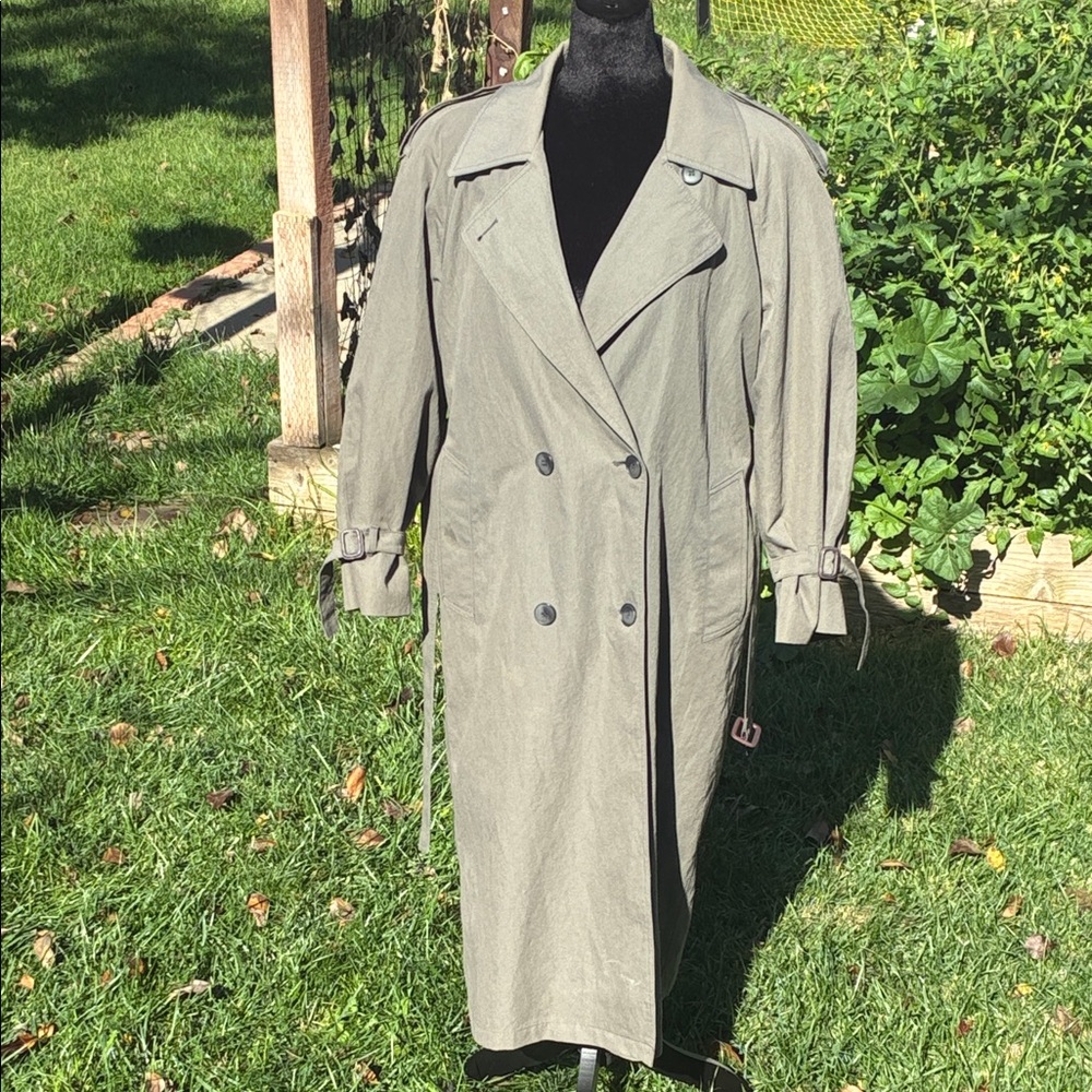 London Fog Olive Double-Breasted Trench Coat